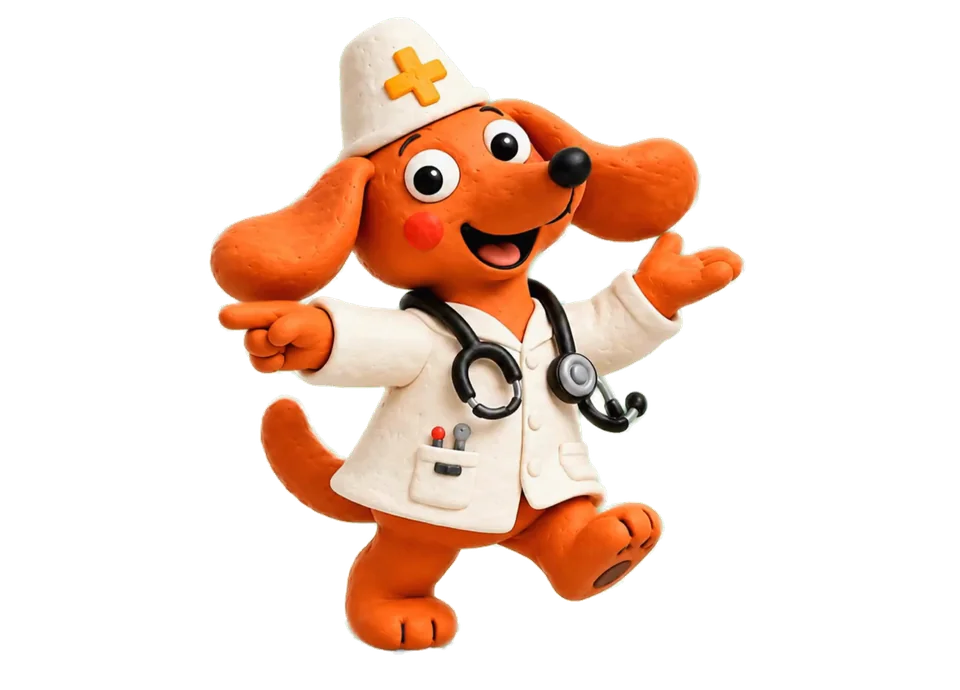 穿白袍的橙色 DOGTOR 小狗