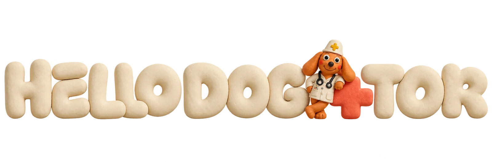 黏土立體 HELLO DOGTOR 字樣與 DOGTOR 小狗